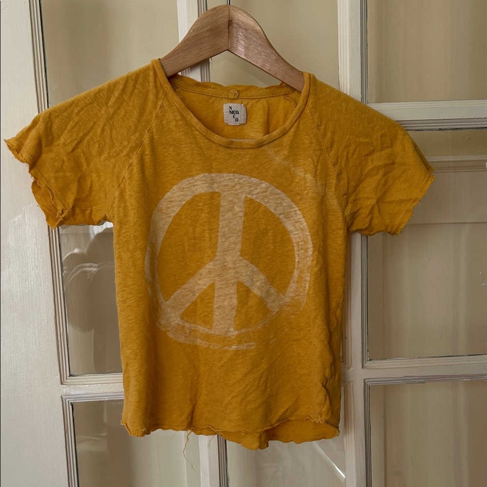 Nico Nico Yellow Peace Sign Kids T-Shirt, organic cotton